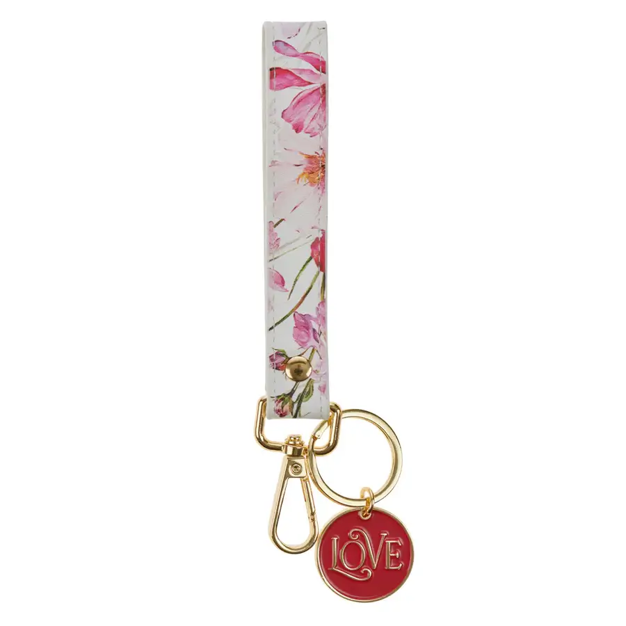 Love Faux Leather Wristlet Keychain with Charm